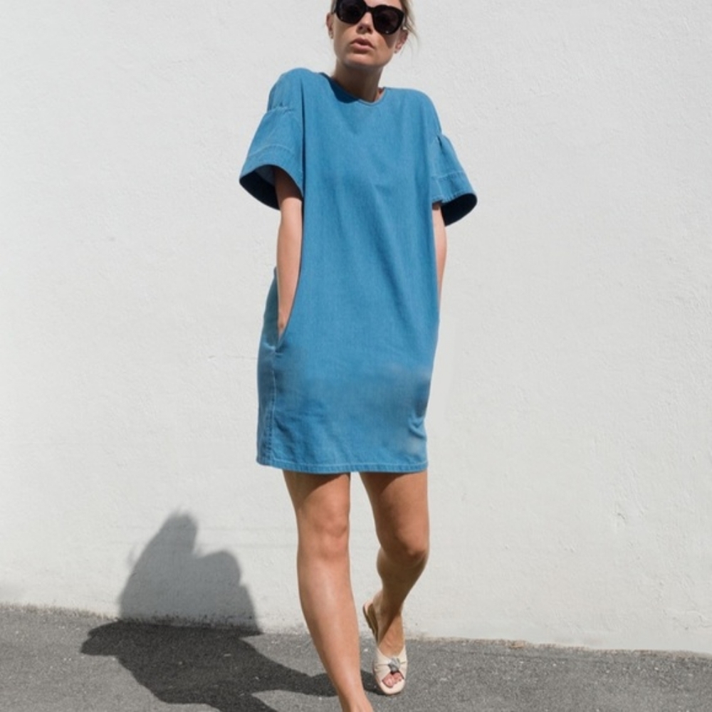 COS Flared Sleeve Denim Dress